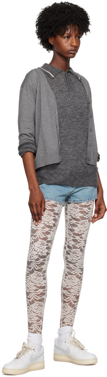 Sweater We11done Frayed Polo Sweater Grå | WD-KT1-23-665-U-GY, 3