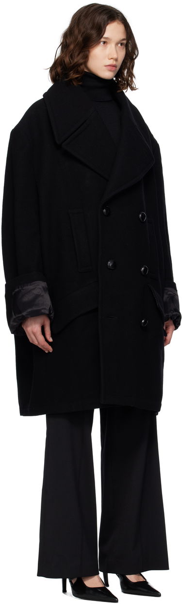 Frakker Maison Margiela MM6 Maison Margiela Wool Felt Double-Breasted Coat Sort | S52AA0195 M35469, 1