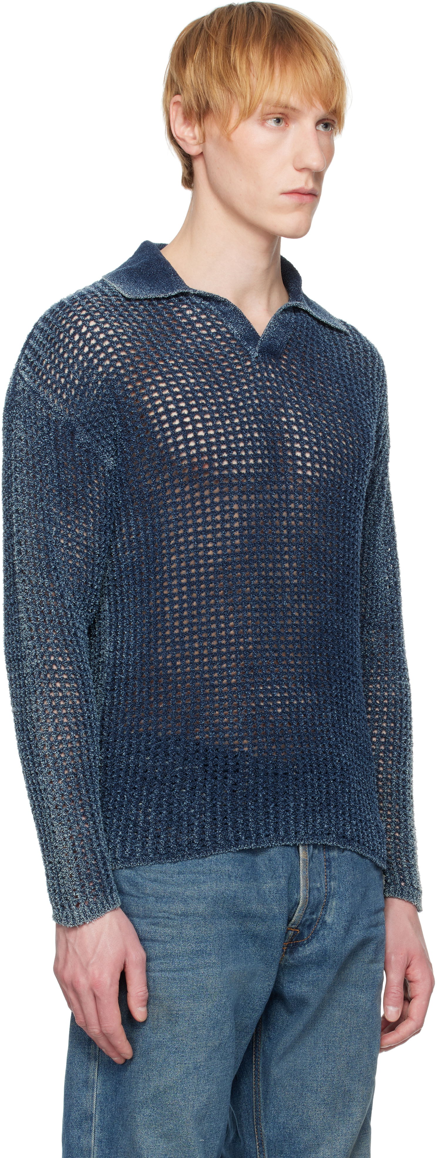Sweater Diesel Diesel K-Squared Open Knit Polo Blå | A17534-0CBDP-8AT, 1