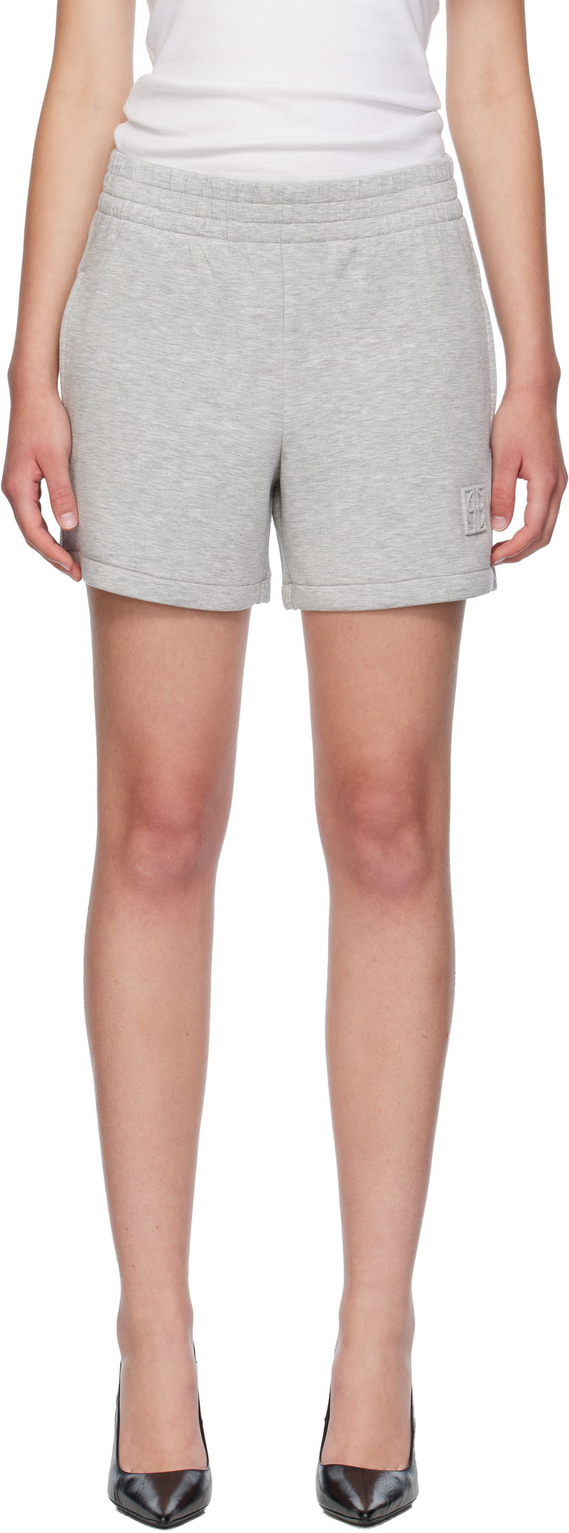 Shorts Anine Bing ANINE BING Kam Framed Monogram Shorts Grå | A-05-10655-GRY1