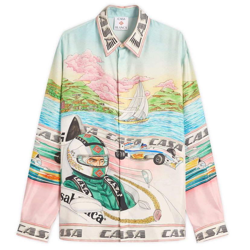 Skjorte Casablanca Casablanca Classic Long Sleeve Patterned Silk Shirt, Size Large Flerfarvet | MPF25-SH-021-03