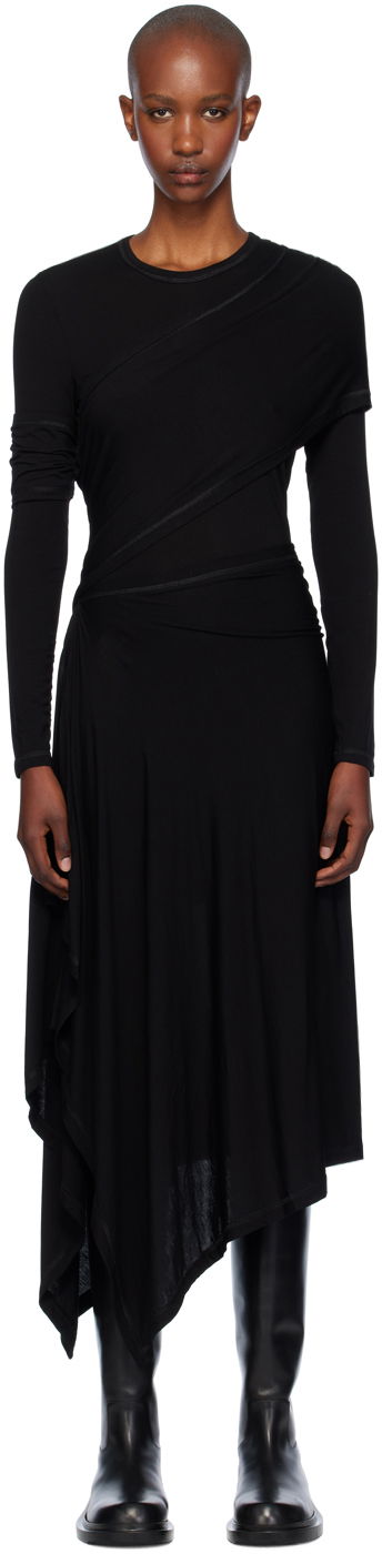 Kjole Helmut Lang Helmut Lang Asymmetric Maxi Dress Sort | O07HW604, 0