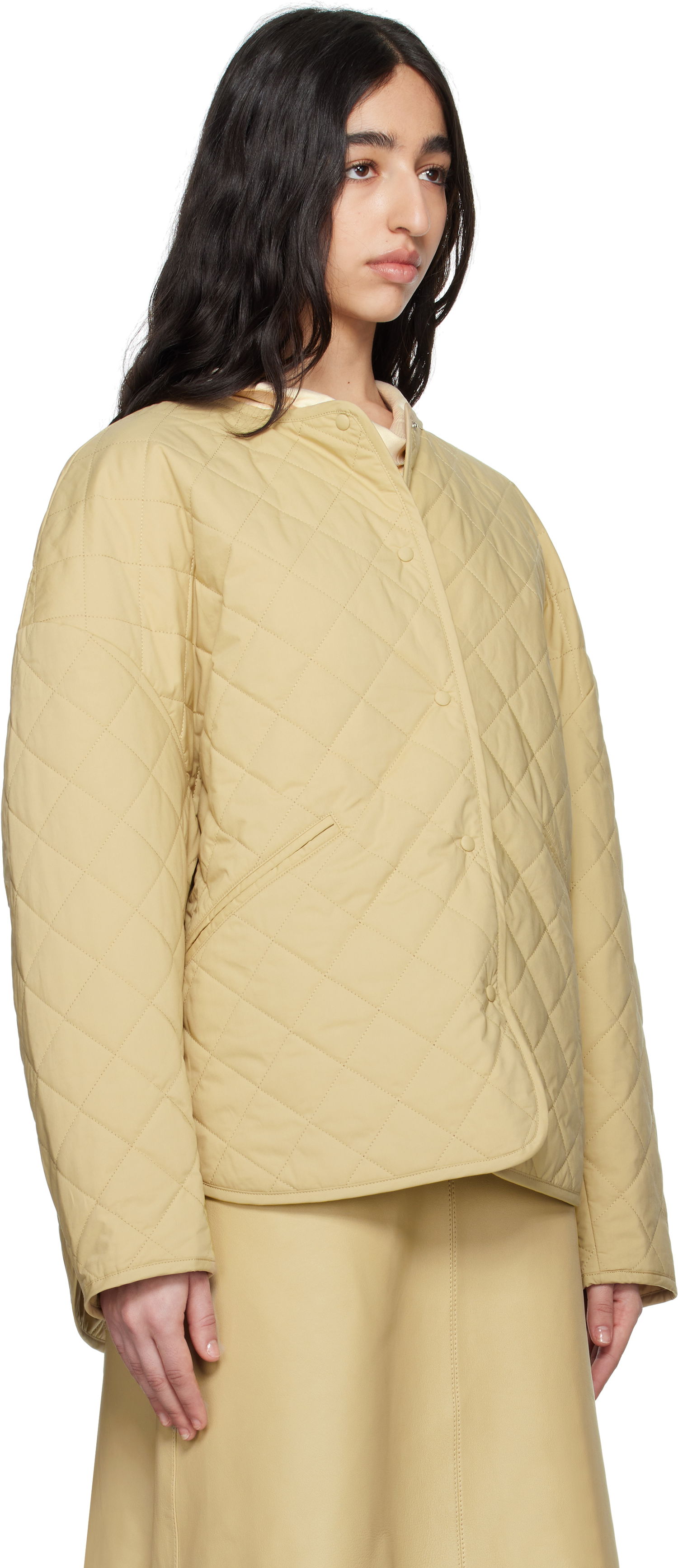 Puffer jakke TOTEME TOTEME Quilted Snap Button Jacket Beige | 242-WRO1116-FB0157, 1