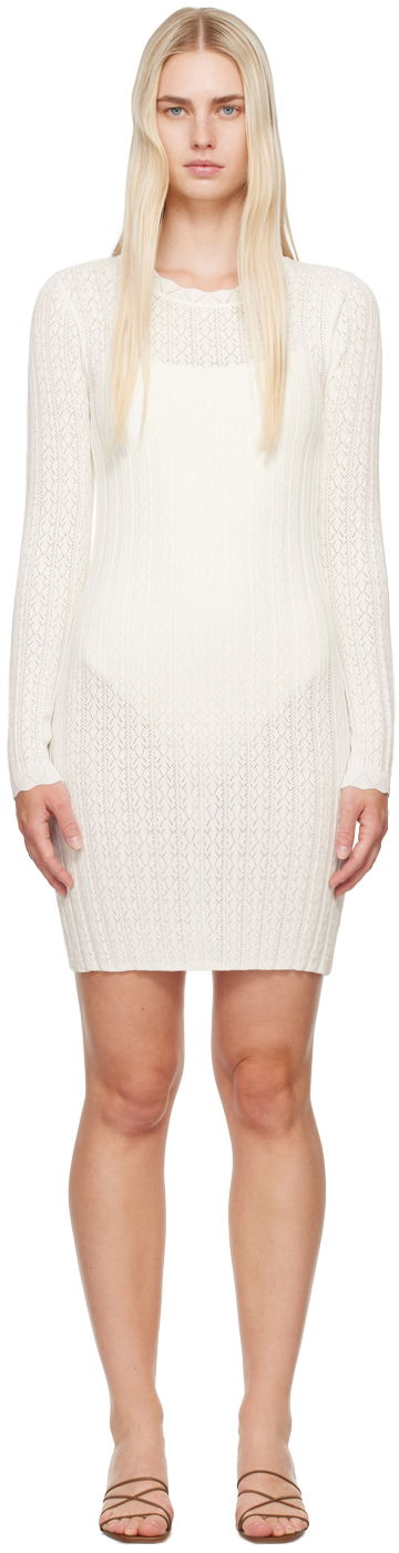 Kjole Loulou de Saison Loulou de Saison Senty Knit Mini Dress Hvid | SENTY
