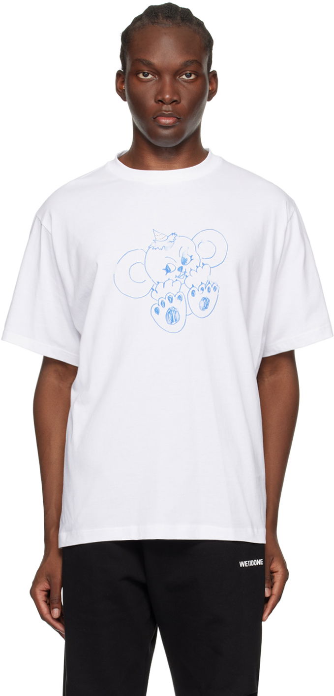 T-shirt We11done Monster Print T-Shirt Hvid | WD-TT2-24-790-U-IV