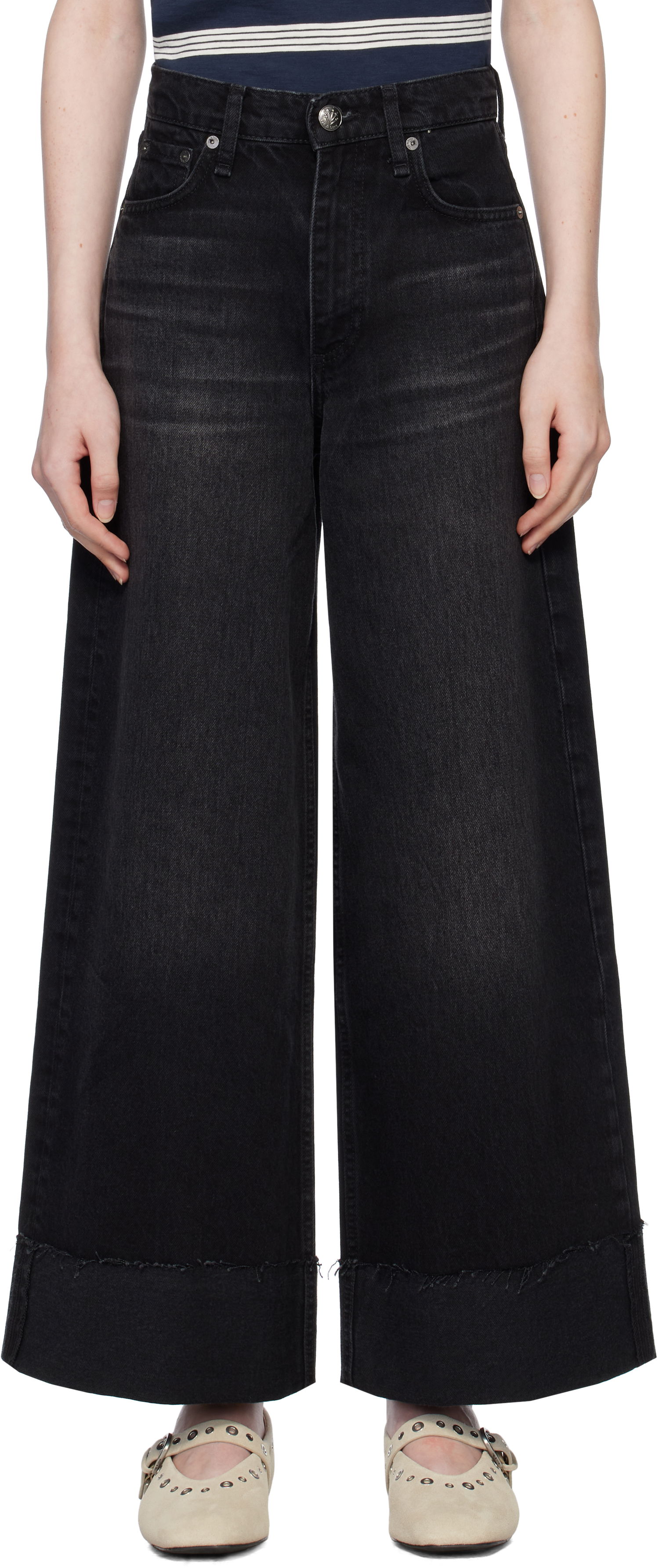 Jeans rag & bone Sofie Ankle Wide Leg Jeans Sort | WDD24H2993RGBL, 0