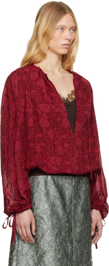 Skjorte Dries Van Noten Dries Van Noten Floral Print Tie Neck Blouse Rød | 251-010711-1011, 1