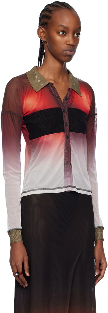 Polo skjorte Ottolinger Ottolinger Semi-Sheer Long Sleeve Polo Rød | 103401, 1