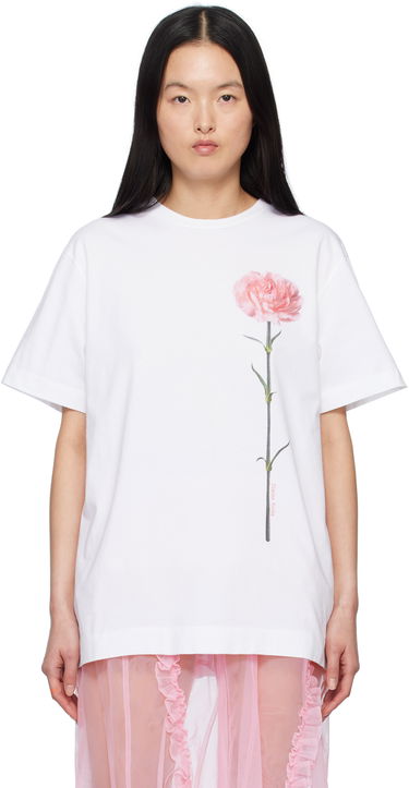 T-shirt Simone Rocha Simone Rocha Carnation Print T-Shirt Hvid | 5195P32A-W 0569, 0