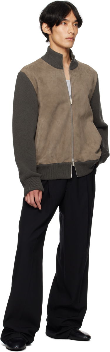 Jakke FERRAGAMO Ferragamo Suede and Knit Panel Jacket Grå | 785964, 3