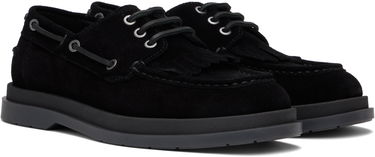 Tilbehør BOSS Hugo Suede Fringe Trim Loafers Sort | 50536224, 3