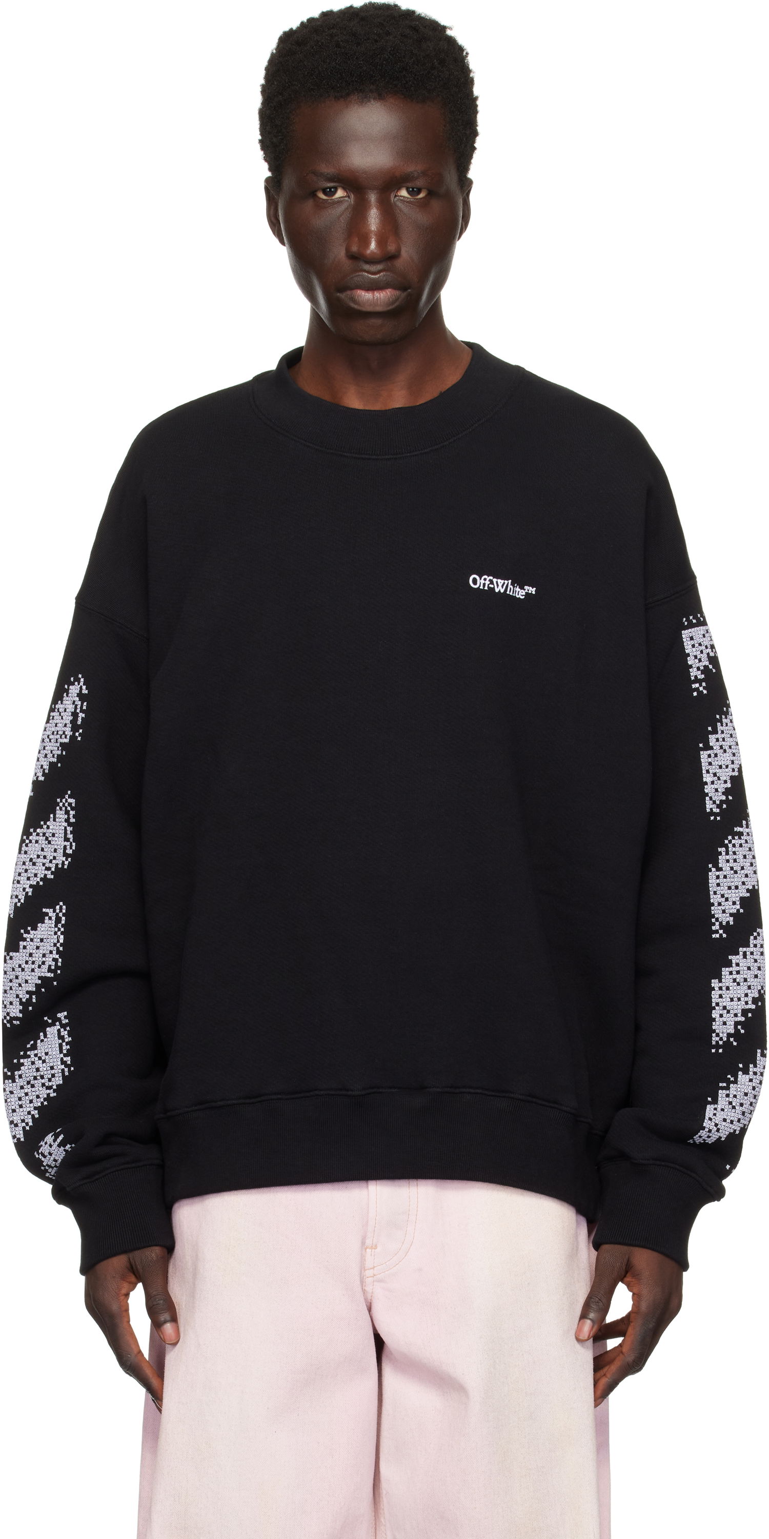 Sweatshirt Off-White Pixel Diag Sweatshirt Sort | OMBA054F24FLE0031001, 0