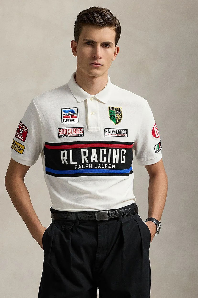 Polo skjorte Polo by Ralph Lauren Polo Ralph Lauren RL Racing Graphic Short Sleeve Polo Shirt Hvid | 710972334