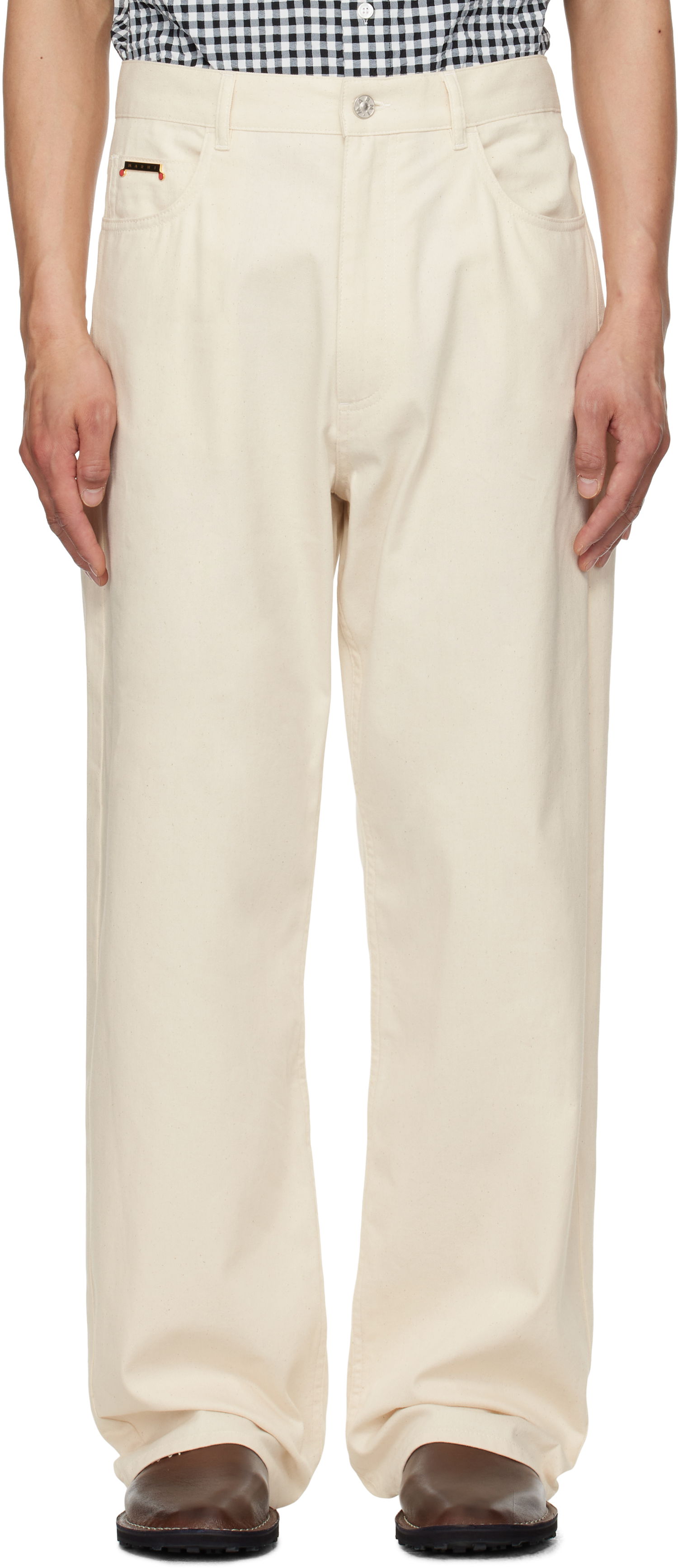 Bukser Marni Marni Wide-Leg Denim Jeans Beige | PUJU0021A0 UTC476, 0