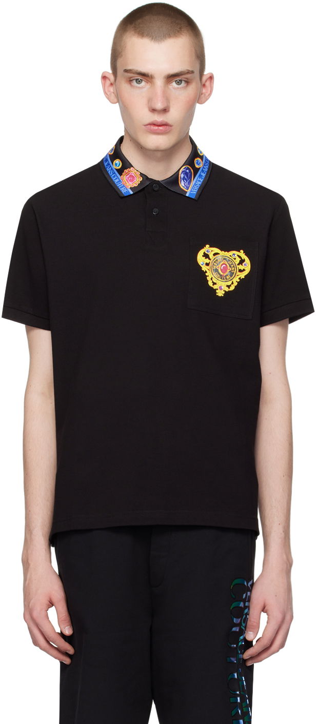 Skjorte Versace Jeans Couture Black Heart Couture Polo Sort | E76GAGT11_ECJ01T, 0