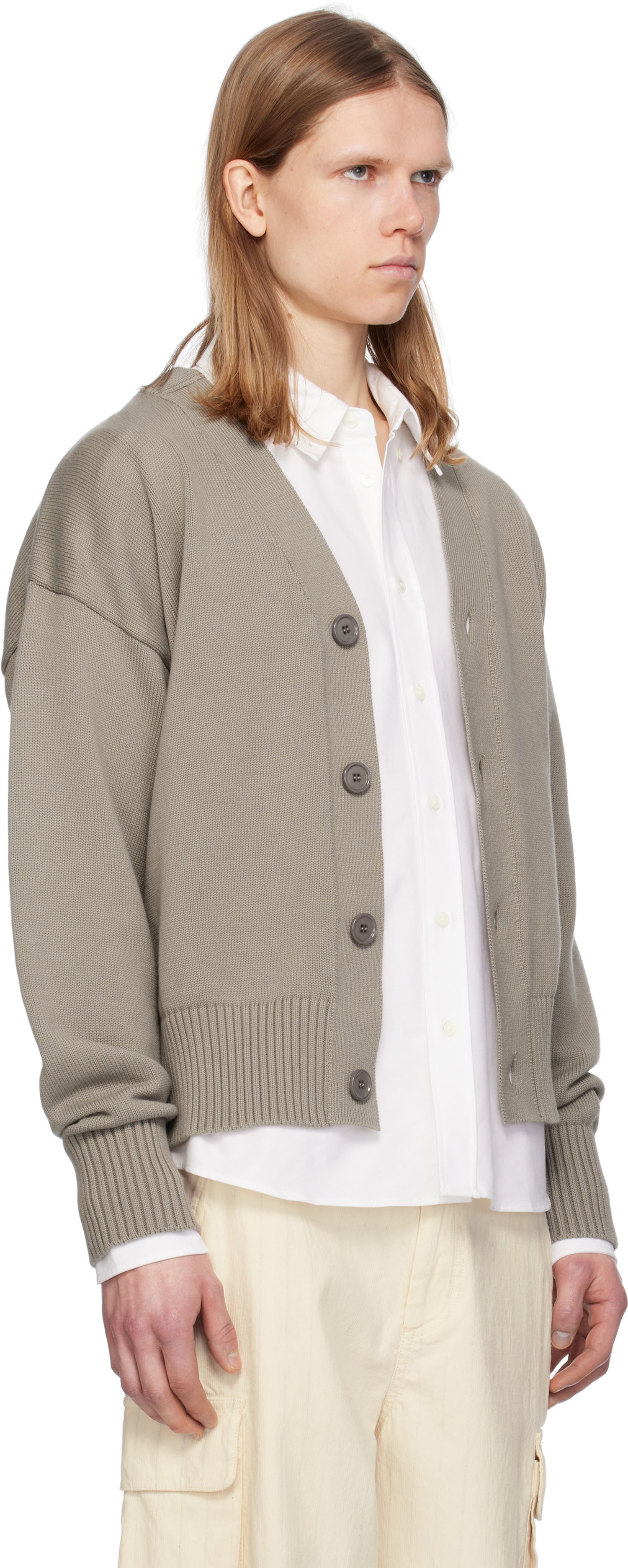 Sweater AMI AMI Paris Cotton Wool Embroidered Cardigan Grøn | HKC163.KN0063, 1