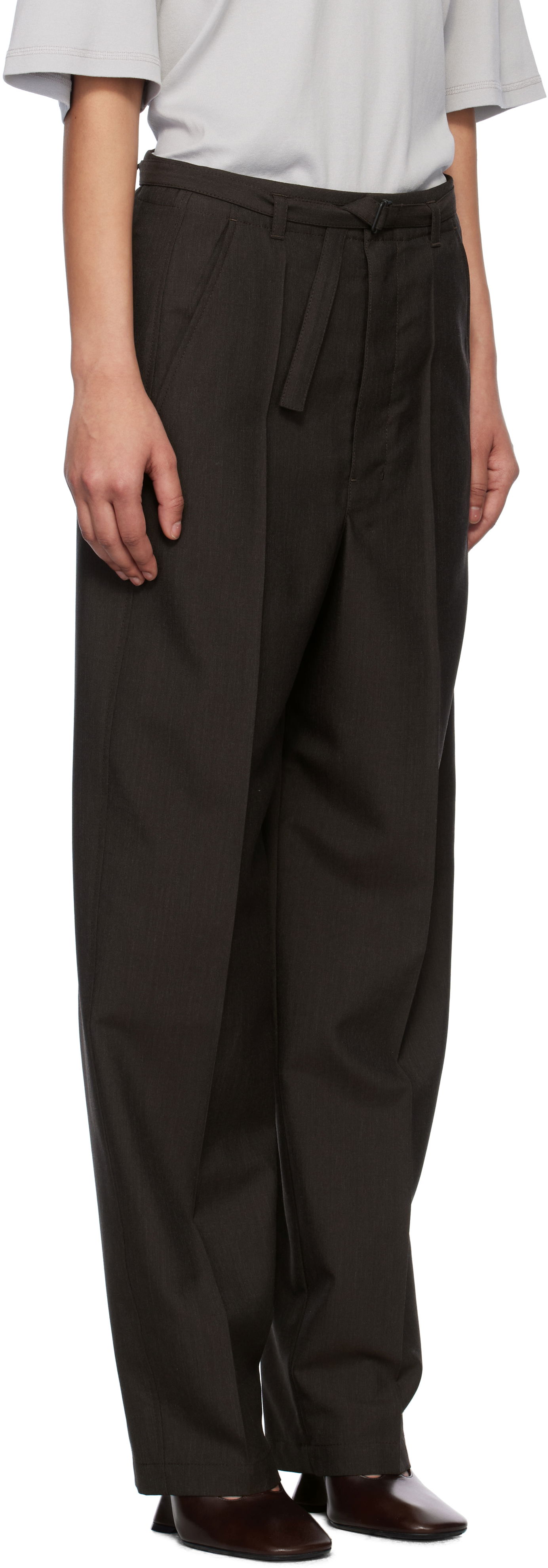 Bukser LEMAIRE Lemaire Belted Tailored Trousers Brun | PA1198 LF414, 1