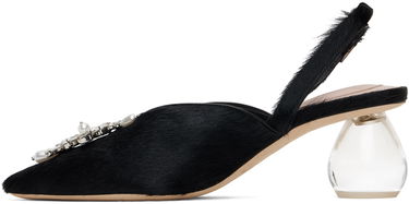 Sneakers og sko Simone Rocha Simone Rocha Pointed Slingback Heels with Crystal Embellishment Sort | LH14B 0794, 2