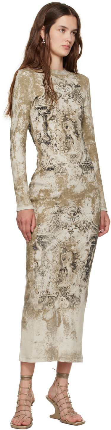 Kjole Jean Paul Gaultier Jean Paul Gaultier 'The Médaillon' Cotton Maxi Dress Beige | 25/03-W-DR018-J013P-6965, 3