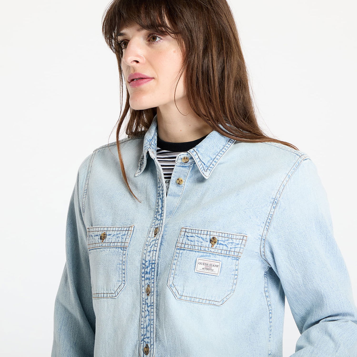 Skjorte GUESS GUESS Originals Denim Shirt Blå | W5RH37D5M83-GJRV, 1