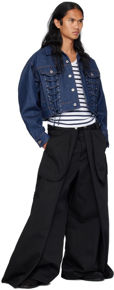 Jakke Jean Paul Gaultier Jean Paul Gaultier Lace-Up Cropped Denim Jacket Blå | 24/30-F-VE067-D015-55, 3