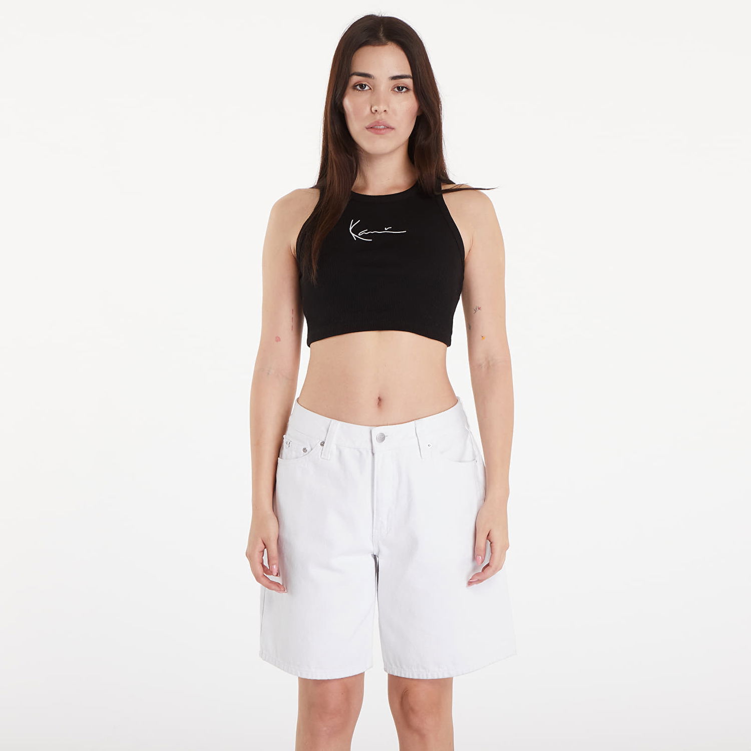 Tanktop Karl Kani Top Small Signature Essential Racer Rib Top Black Sort | KW-TP011-001-01, 0
