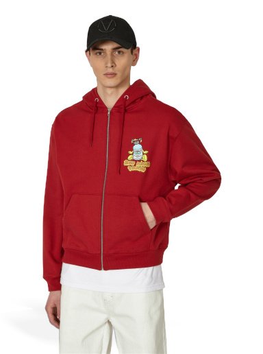 Sweatshirt Sky High Farm Flatbush Printed Zipped Hooded Sweatshirt Rød | SHF03T022 1