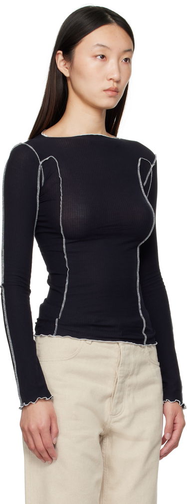 T-shirt Baserange Baserange Omato Long Sleeve T-Shirt Sort | TTOML-CR-AU25, 1