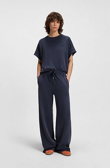 Joggingbukser BOSS Relaxed-Fit Tracksuit Bottoms with Embroidered Logo Mørkeblå | 50543512, 1
