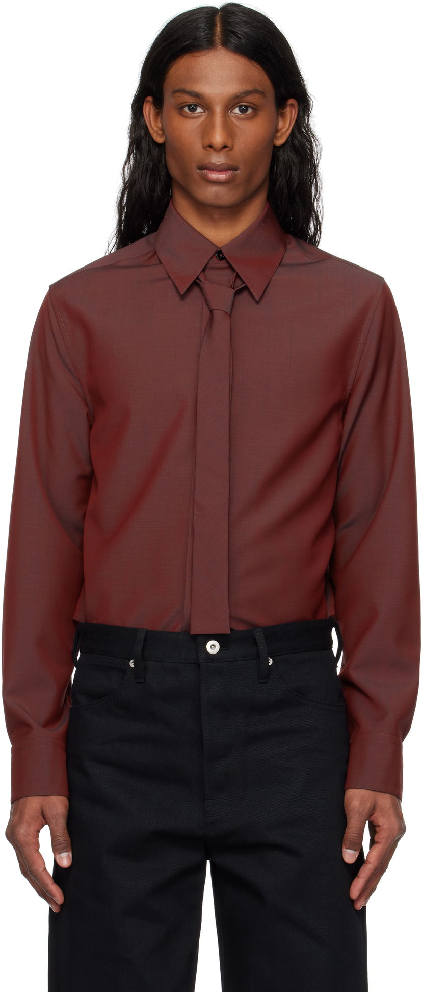 Skjorte Jil Sander Jil Sander Tie Shirt Rød | J21DL0202_J40220
