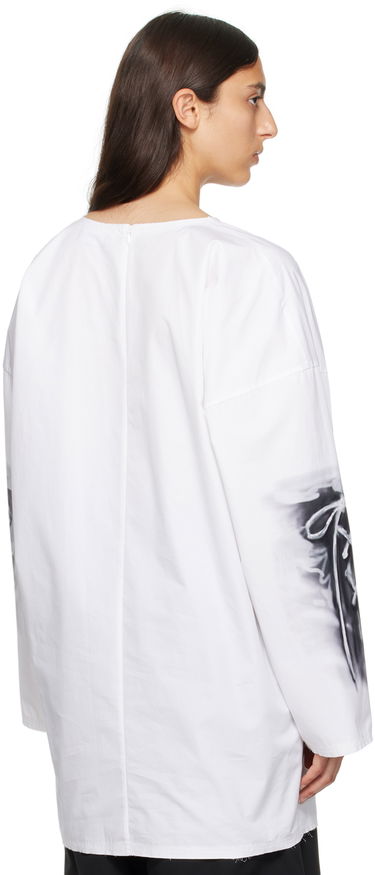 T-shirt We11done Raw Edge Graphic Long Sleeve T-Shirt Hvid | WD-SH3-23-185-U-WH, 2