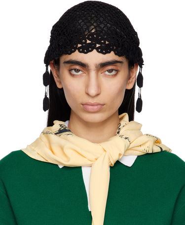 Hat Bode Bode Blossom Crochet Beanie with Tassels Sort | MRS25KA022, 0