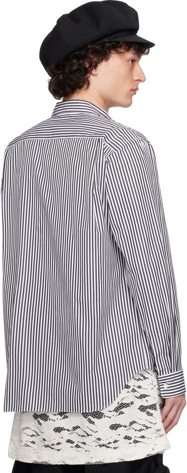 Skjorte Comme des Garçons Homme Plus Broad Stripe Tie Shirt Mørkeblå | PO-B018-051, 2