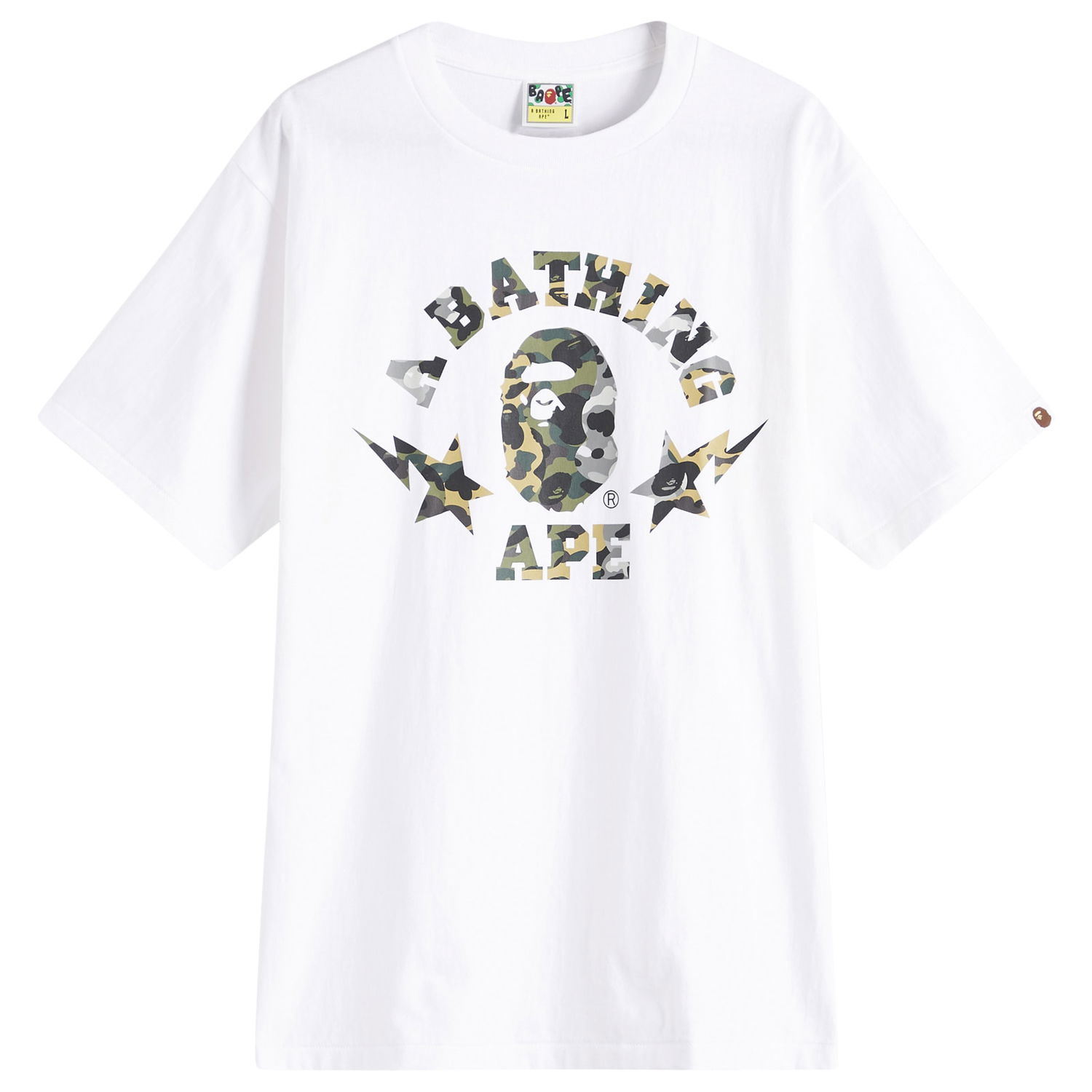 T-shirt BAPE 1St Camo Crazy Sta College T-Shirt, Size Large Hvid | 001TEL301016M-WHT, 1