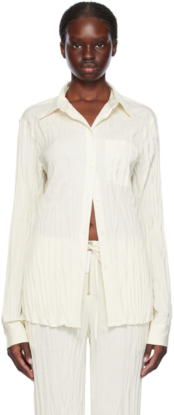 Skjorte Helmut Lang Helmut Lang Crushed Button-Down Shirt Hvid | O01HW520