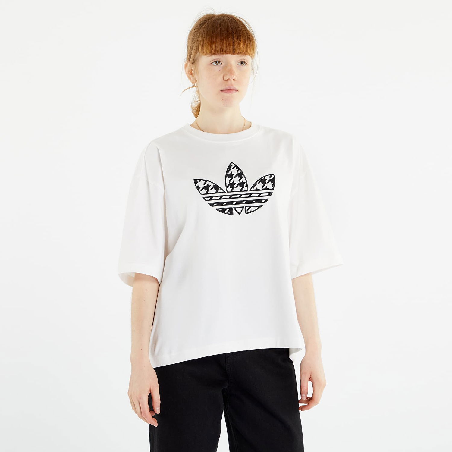 T-shirt adidas Originals Houndstooth Trefoil Infill Tee Hvid | IC5144, 0