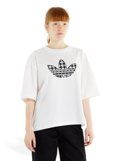T-shirt adidas Originals Houndstooth Trefoil Infill Tee Hvid | IC5144