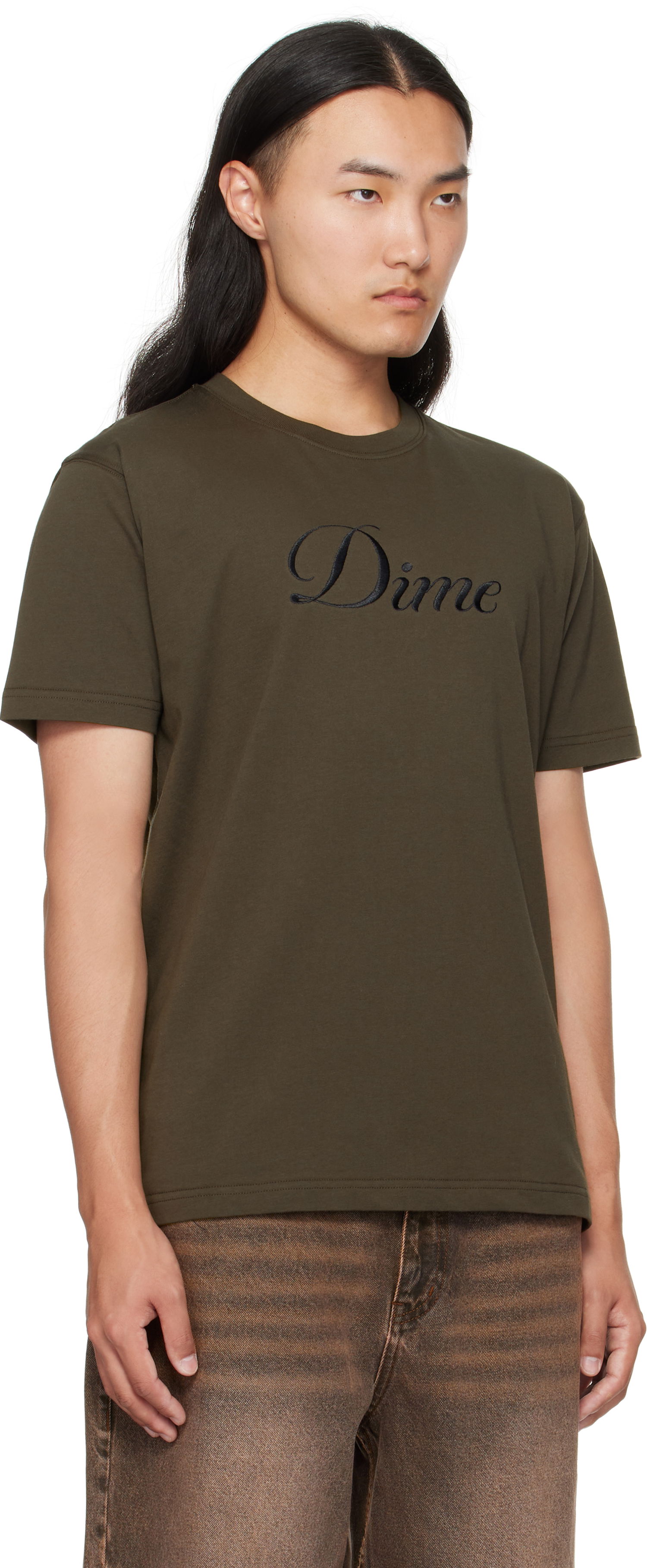 T-shirt Dime Dime Cursive T-Shirt Grøn | DIMEFA2574BLK, 1