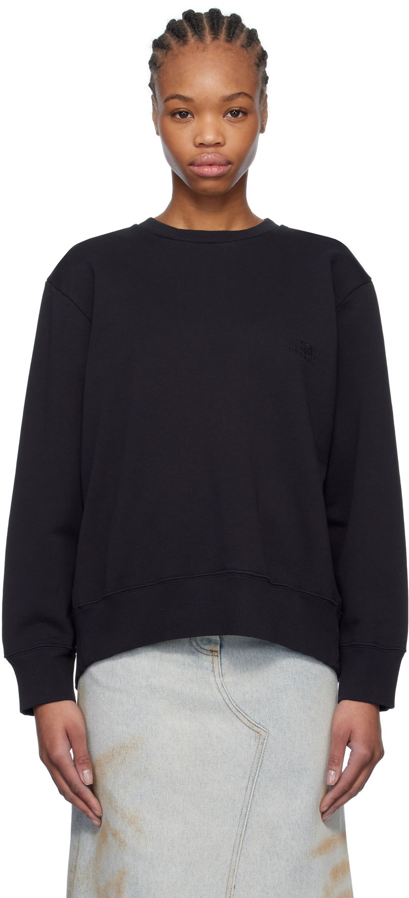 Sweater Maison Margiela MM6 Maison Margiela Spliced Logo Sweatshirt Sort | S52GU0240 M25012