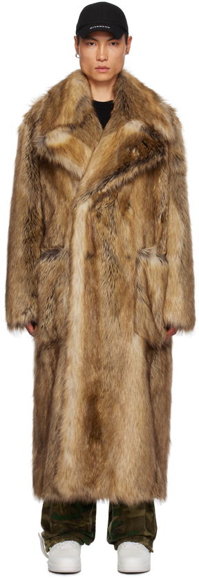 Double-Breasted Faux-Fur Coat