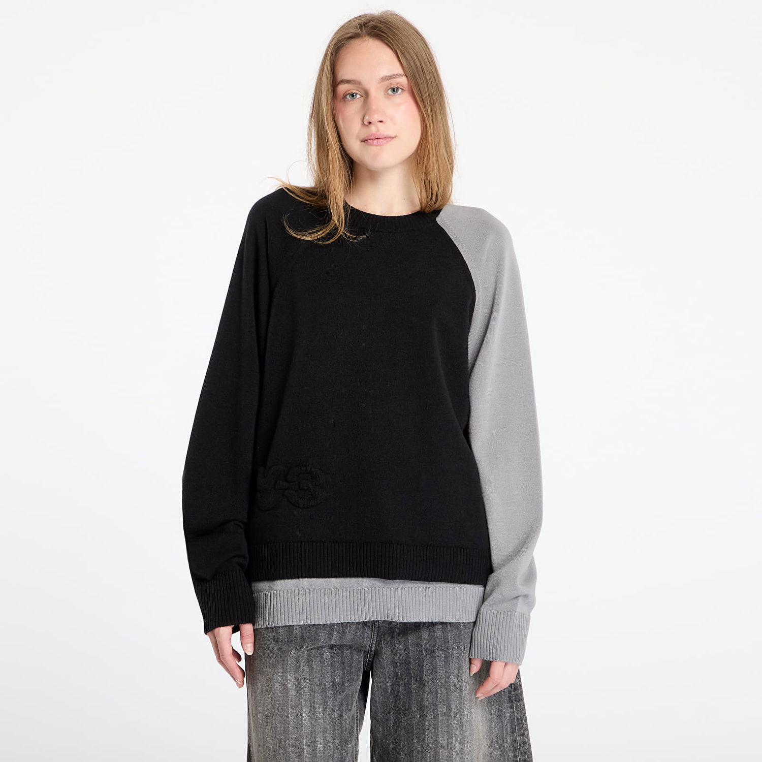 Sweater Y-3 Y-3 Logo Knit Crew Sweatshirt Grå | JX7331, 0