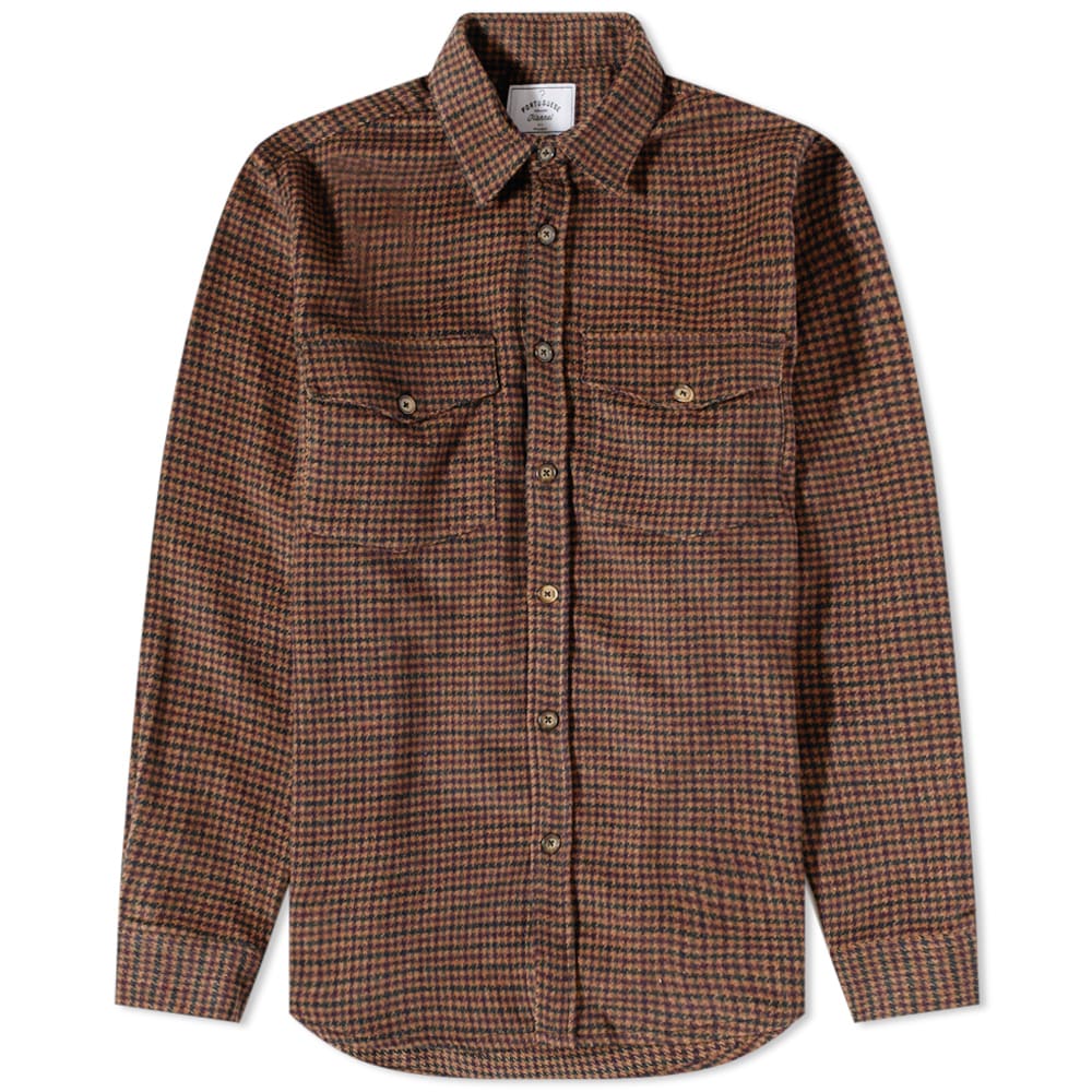Jakke Portuguese Flannel Leaf Check 2 Pocket Overshirt Brun | PF-LEAFSHRT-BRG, 0