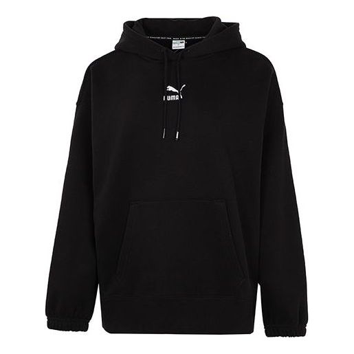 Sweatshirt Puma Classics Oversized Logo Embroidery Hoodie Sort | 535320-01, 0