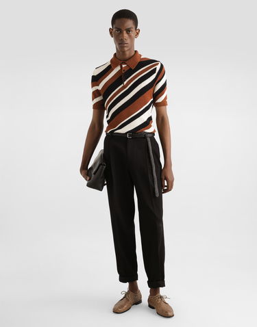 Polo skjorte Dolce & Gabbana Dolce & Gabbana Striped Short-Sleeved Knit Polo Shirt Flerfarvet | GXZ64TJFMMSM9492, 1