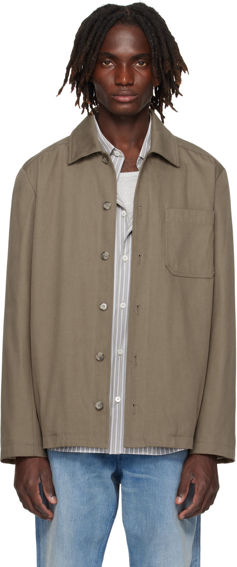 Jakke A.P.C. A.P.C. Jeffray Button-Up Jacket Grøn | COFCO-H02991