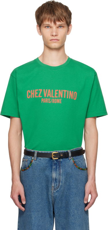 T-shirt Valentino Valentino 'Chez Valentino' Print T-Shirt Grøn | 7V3MG16PAPG, 0