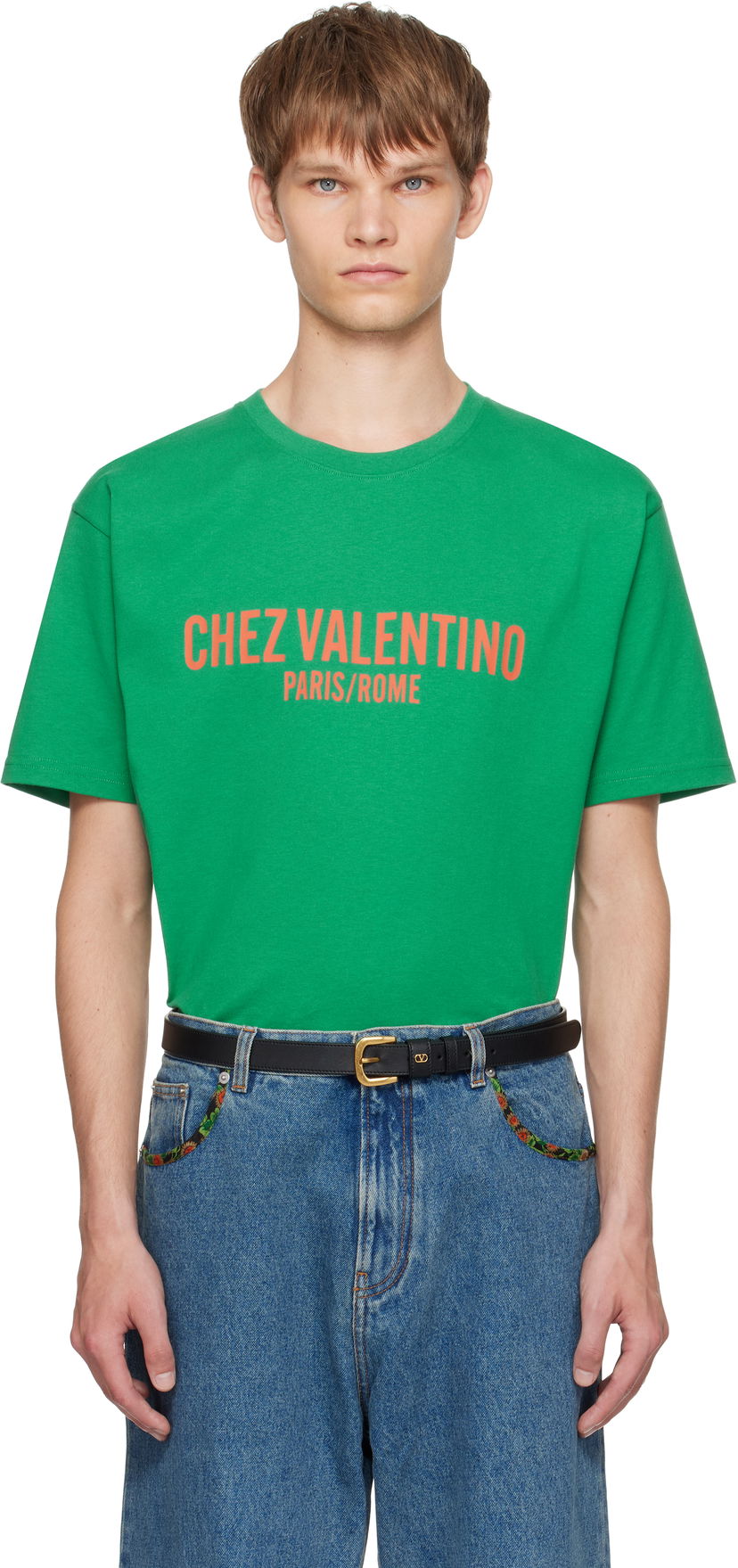 T-shirt Valentino Valentino 'Chez Valentino' Print T-Shirt Grøn | 7V3MG16PAPG