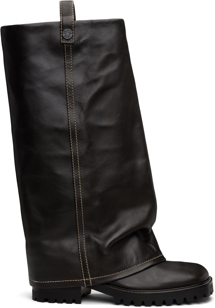 Trenchcoat Acne Studios Acne Studios Leather Slouch Boots Sort | BD0339-