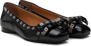 Kjole GANNI GANNI Eyelet Bow Ballerina Flats Sort | S2755, 3