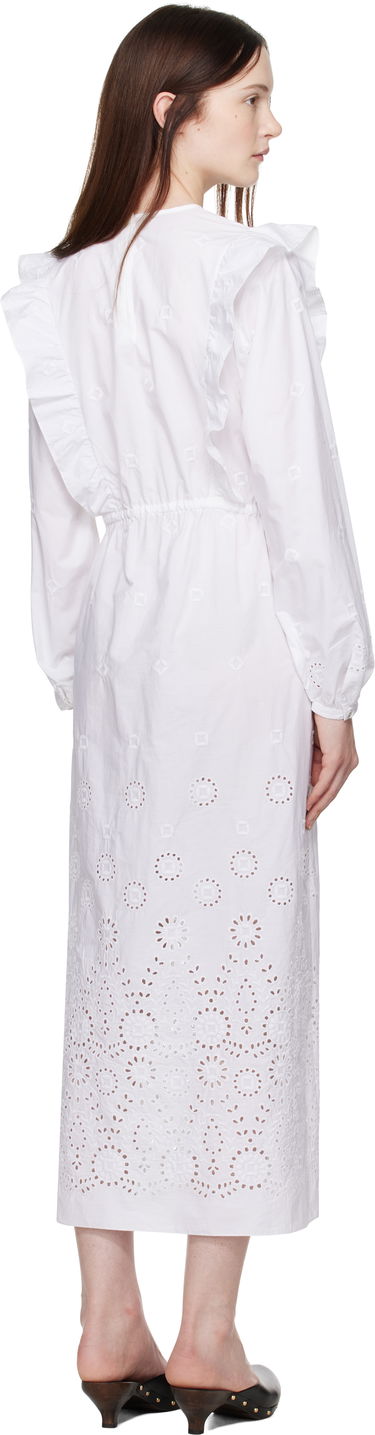 Kjole A.P.C. A.P.C. Ginger Eyelet Ruffle Midi Dress Hvid | COHFF-F35154, 2